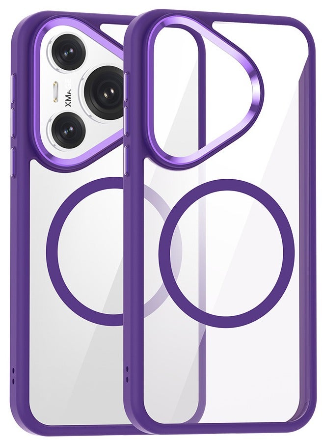 غطاء حافظة هواوي Pura 70 Pro، [متوافق مع Magsafe] حافظة مصنوعة من مواد مركبة، حافظة مقاومة للصدمات من الدرجة العسكرية لهاتف Pura 70 Pro، غطاء خلفي نحيف مضاد للسقوط لهاتف Huawei Pura 70 Pro، أرجواني